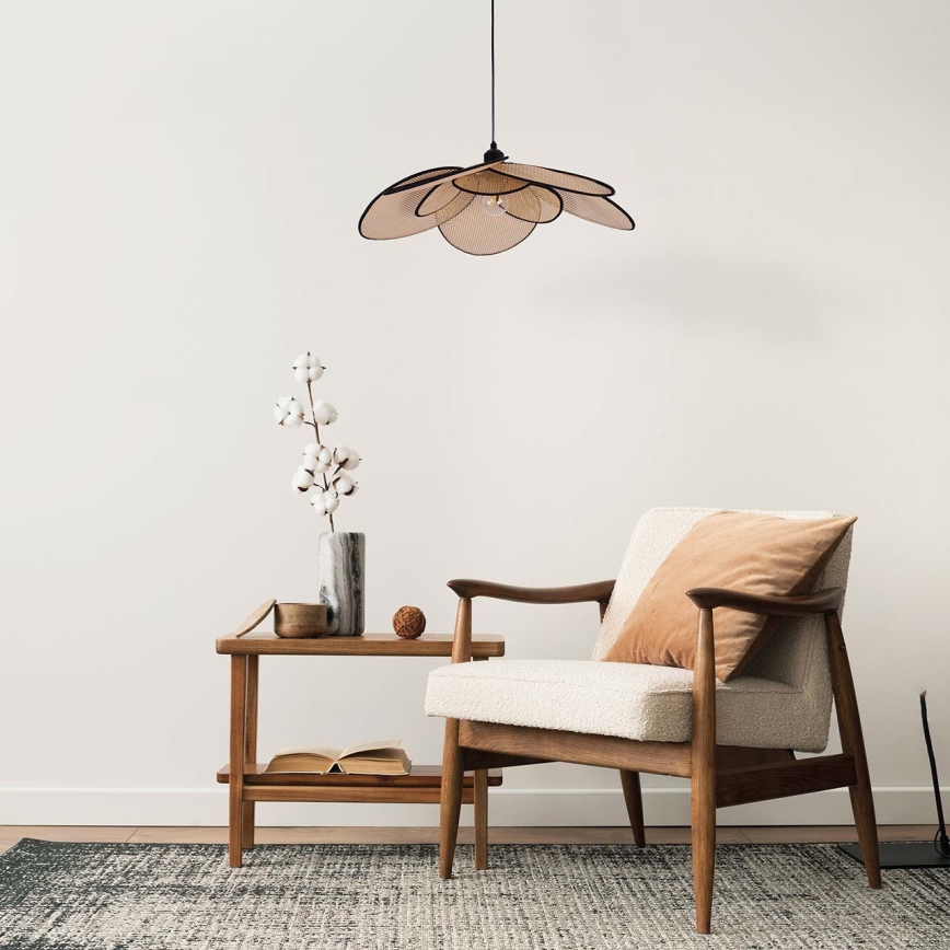 Lustr na lanku TOBAGO 1xE27/20W/230V pr. 60 cm béžová