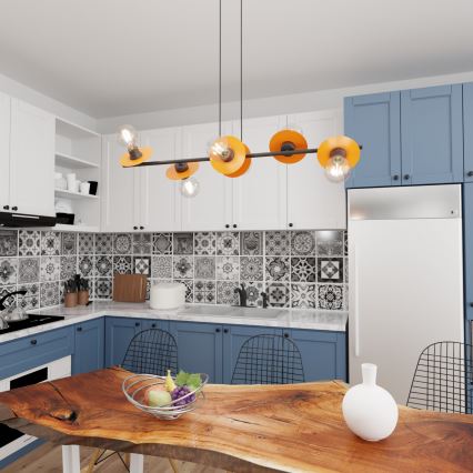 Lustr na lanku TOKEN 6xE27/15W/230V oranžová