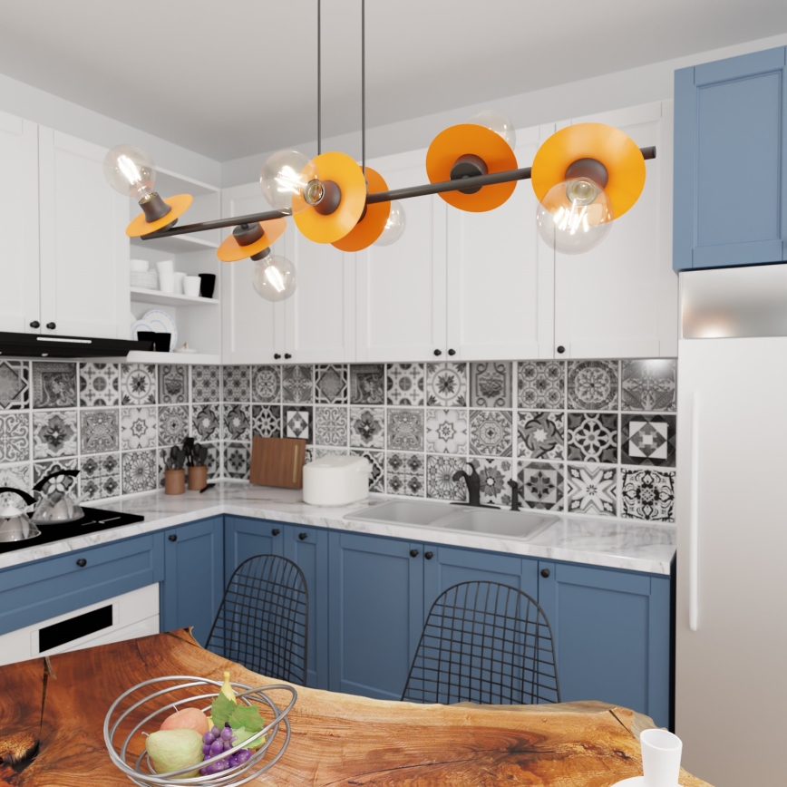 Lustr na lanku TOKEN 6xE27/15W/230V oranžová
