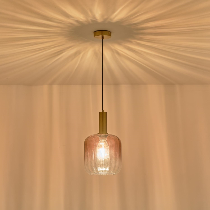 Lustr na lanku TOPAZ 1xE27/15W/230V červená/kouřová pr. 20 cm