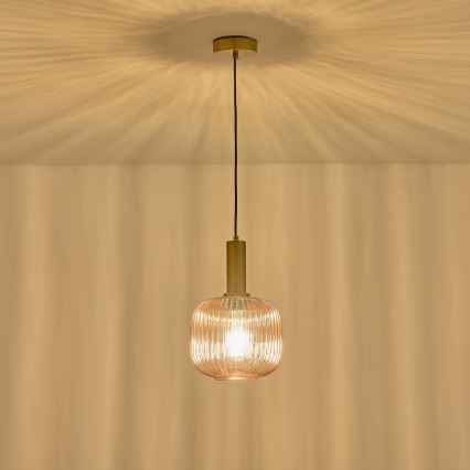 Lustr na lanku TOPAZ 1xE27/15W/230V hnědá pr. 20 cm