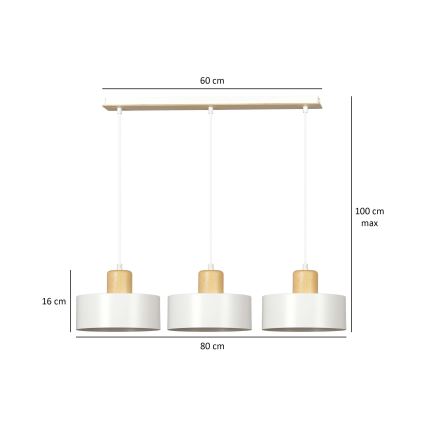 Lustr na lanku TORIN 3xE27/15W/230V bílá