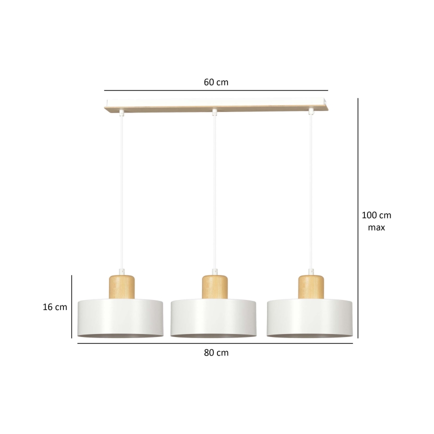 Lustr na lanku TORIN 3xE27/15W/230V bílá