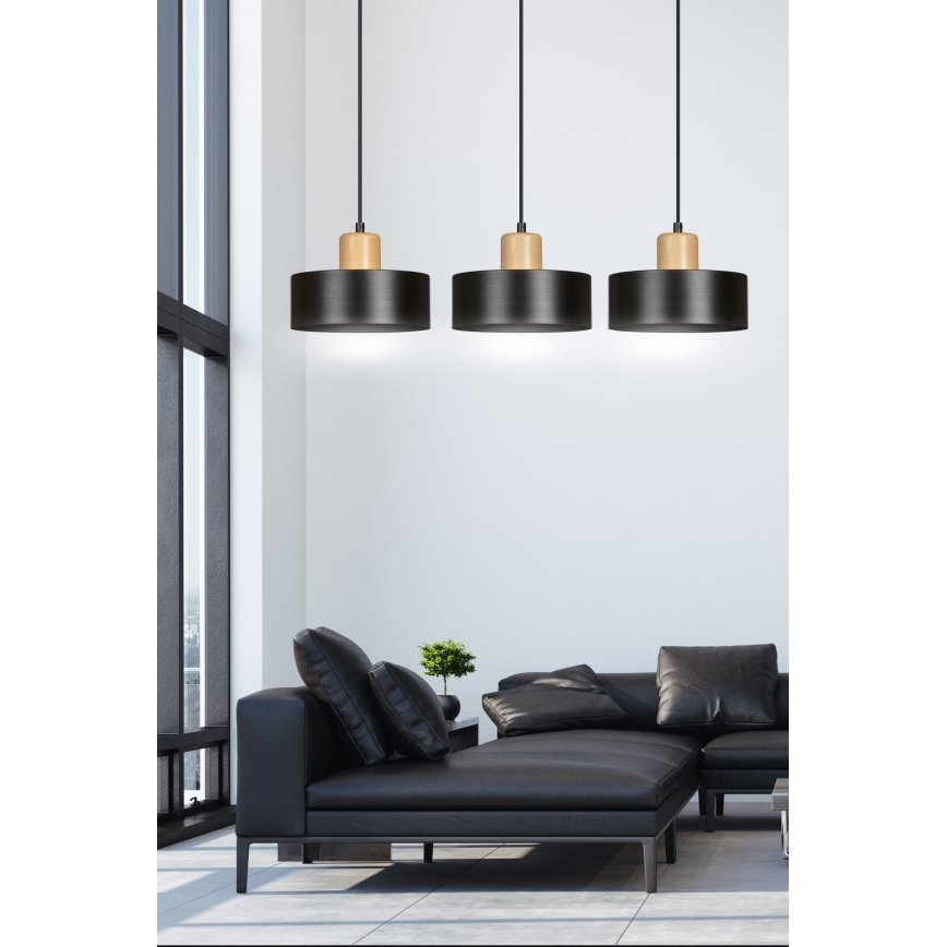 Lustr na lanku TORIN 3xE27/15W/230V černá