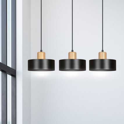 Lustr na lanku TORIN 3xE27/15W/230V černá