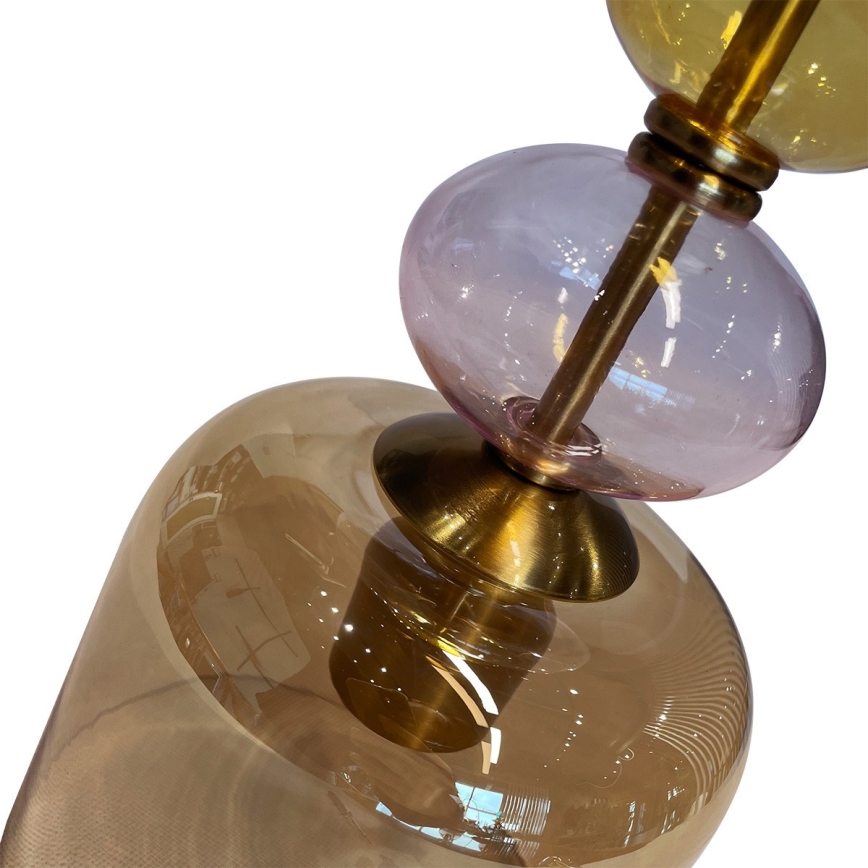 Lustr na lanku TROPEA 1xE27/15W/230V černá/kouřová béžová/růžová