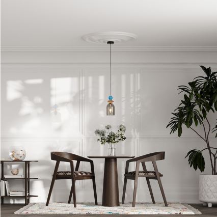 Lustr na lanku TROPEA 1xE27/15W/230V černá/kouřová modrá/béžová