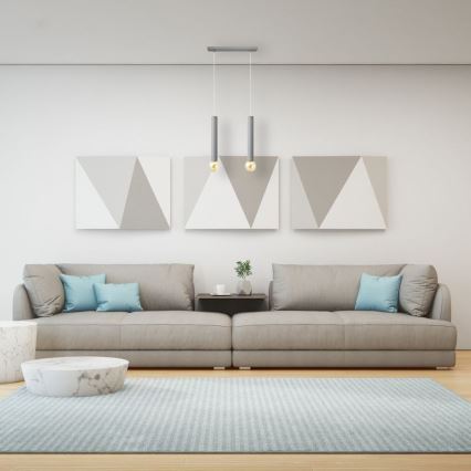 Lustr na lanku TUBA 2xE27/15W/230V šedá