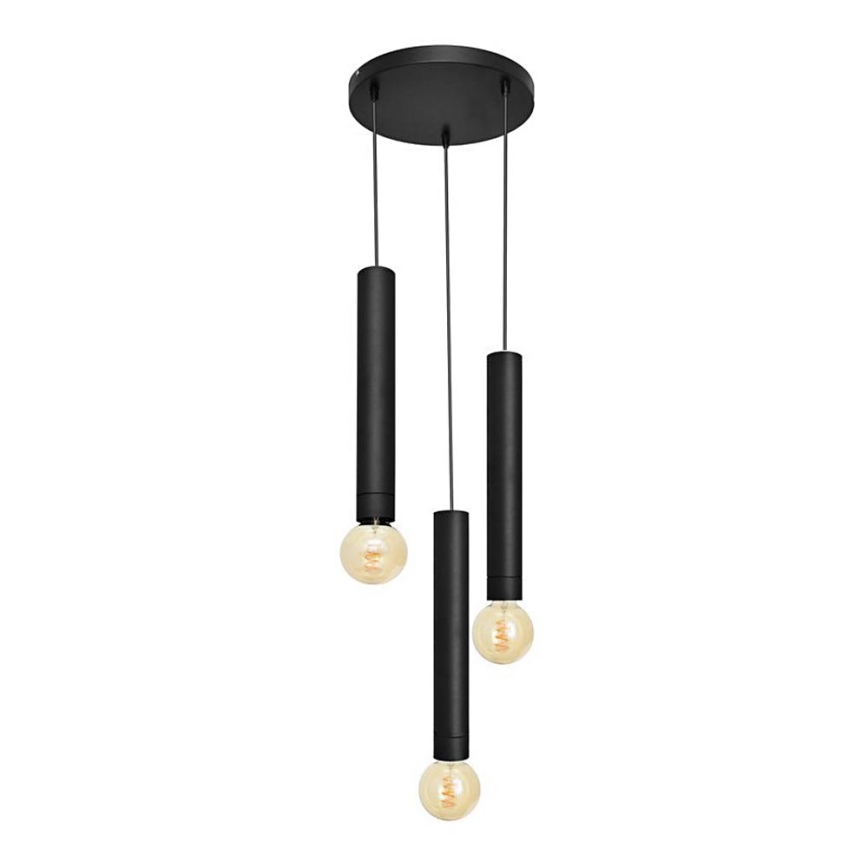 Lustr na lanku TUBA 3xE27/15W/230V černá