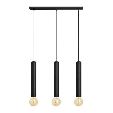Lustr na lanku TUBA 3xE27/15W/230V černá