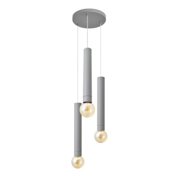 Lustr na lanku TUBA 3xE27/15W/230V šedá