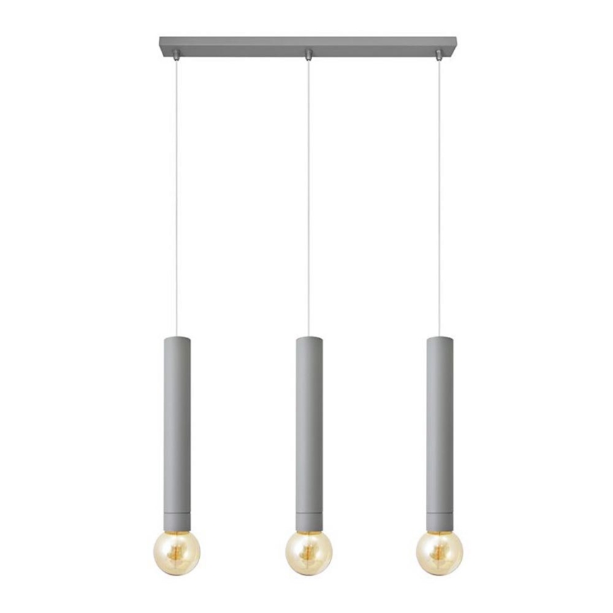 Lustr na lanku TUBA 3xE27/15W/230V šedá
