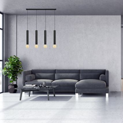 Lustr na lanku TUBA 4xE27/15W/230V černá