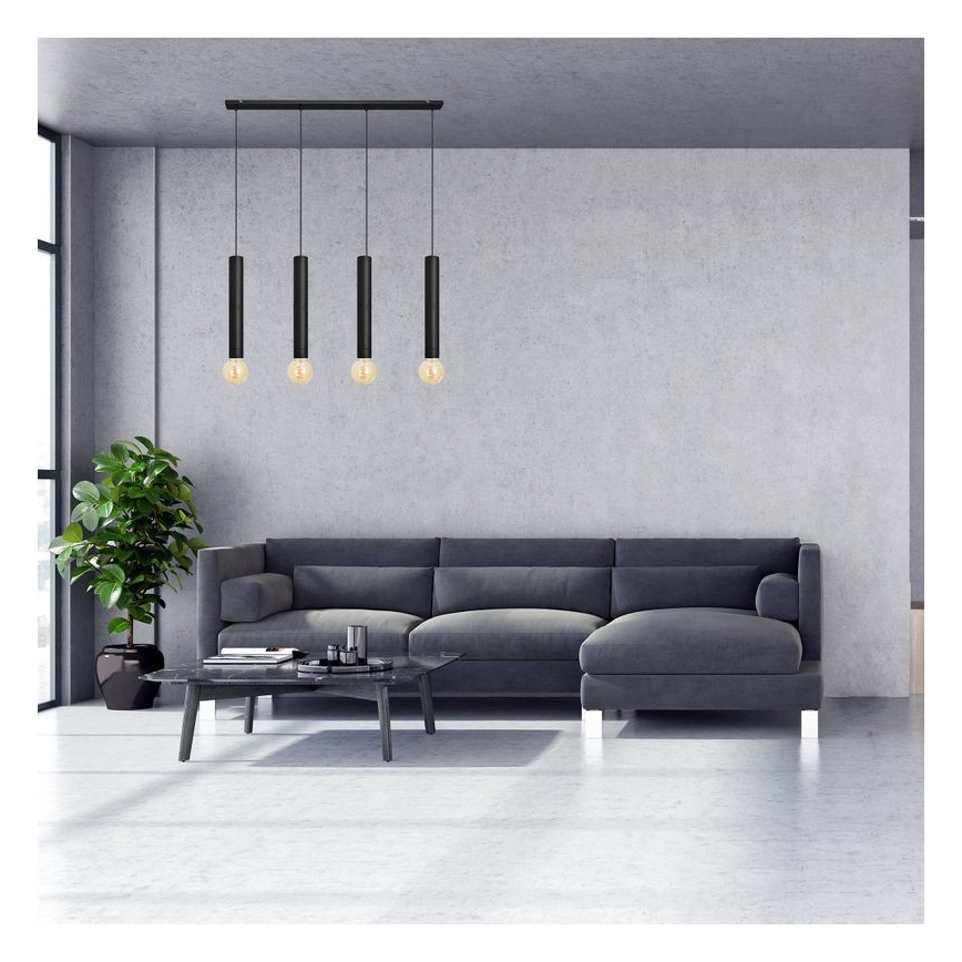 Lustr na lanku TUBA 4xE27/15W/230V černá
