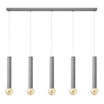Lustr na lanku TUBA 5xE27/15W/230V šedá