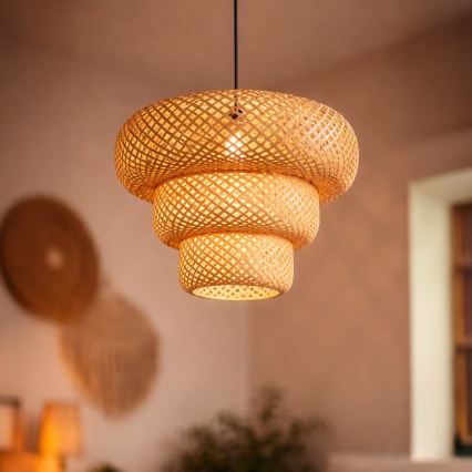 Lustr na lanku TULUM 1xE27/15W/230V pr. 35 cm bambus