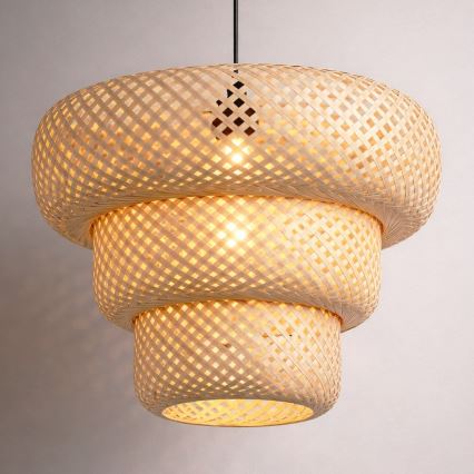 Lustr na lanku TULUM 1xE27/15W/230V pr. 35 cm bambus