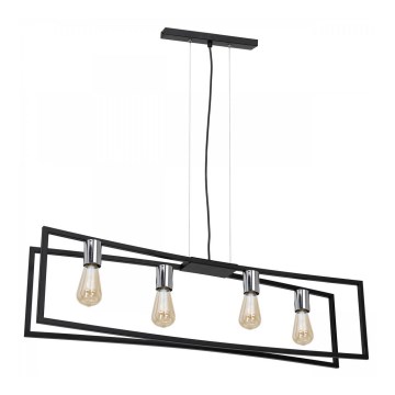Lustr na lanku TUNJA 4xE27/60W/230V černá/lesklý chrom