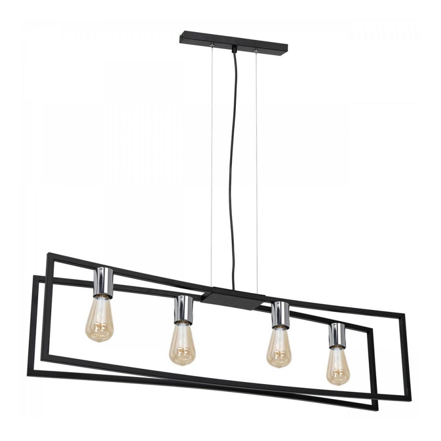 Lustr na lanku TUNJA 4xE27/60W/230V černá/lesklý chrom