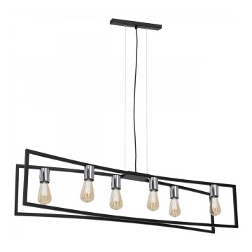 Lustr na lanku TUNJA 6xE27/60W/230V černá/lesklý chrom