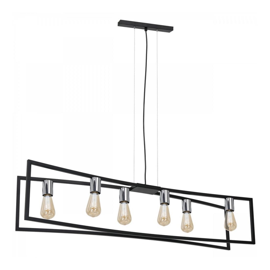 Lustr na lanku TUNJA 6xE27/60W/230V černá/lesklý chrom