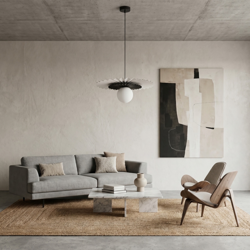 Lustr na lanku UMBRA 1xG9/8W/230V černá/bílá