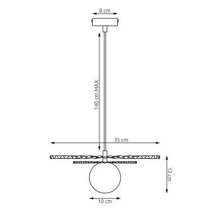 Lustr na lanku UMBRA 1xG9/8W/230V černá/bílá