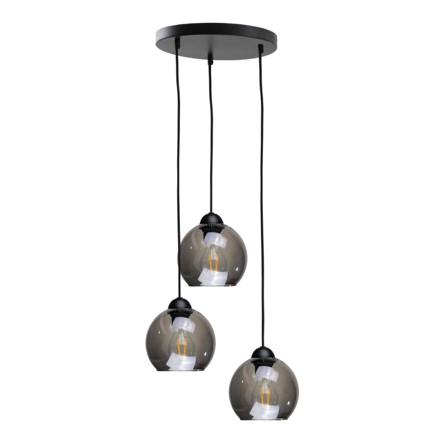 Lustr na lanku UNO 3xE27/60W/230V černá/kouřová