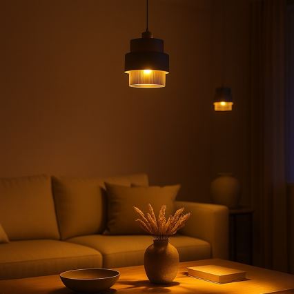 Lustr na lanku VALENTINO 1xE27/15W/230V béžová/čirá