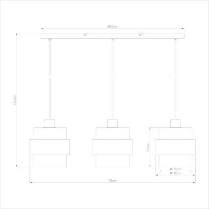 Lustr na lanku VALENTINO 3xE27/15W/230V béžová/čirá