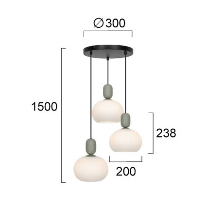 Lustr na lanku VALISIA 3xE27/40W/230V černá/olivová