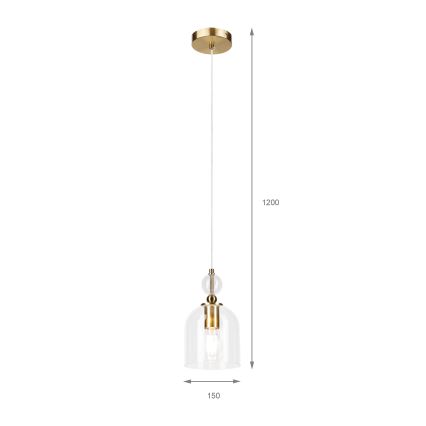 Lustr na lanku VELARE 1xE27/15W/230V zlatá/čirá