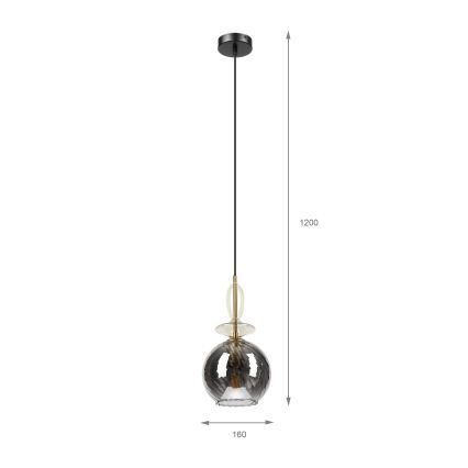 Lustr na lanku VELLO 1xE27/15W/230V černá/kouřová béžová/černá