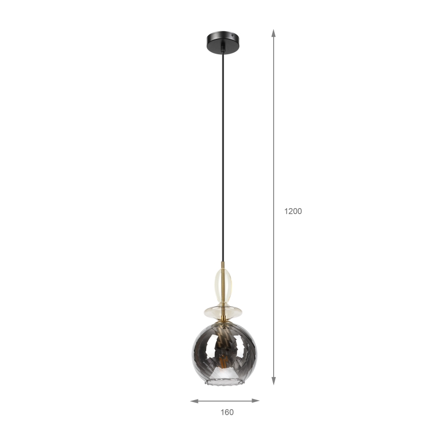 Lustr na lanku VELLO 1xE27/15W/230V černá/kouřová béžová/černá