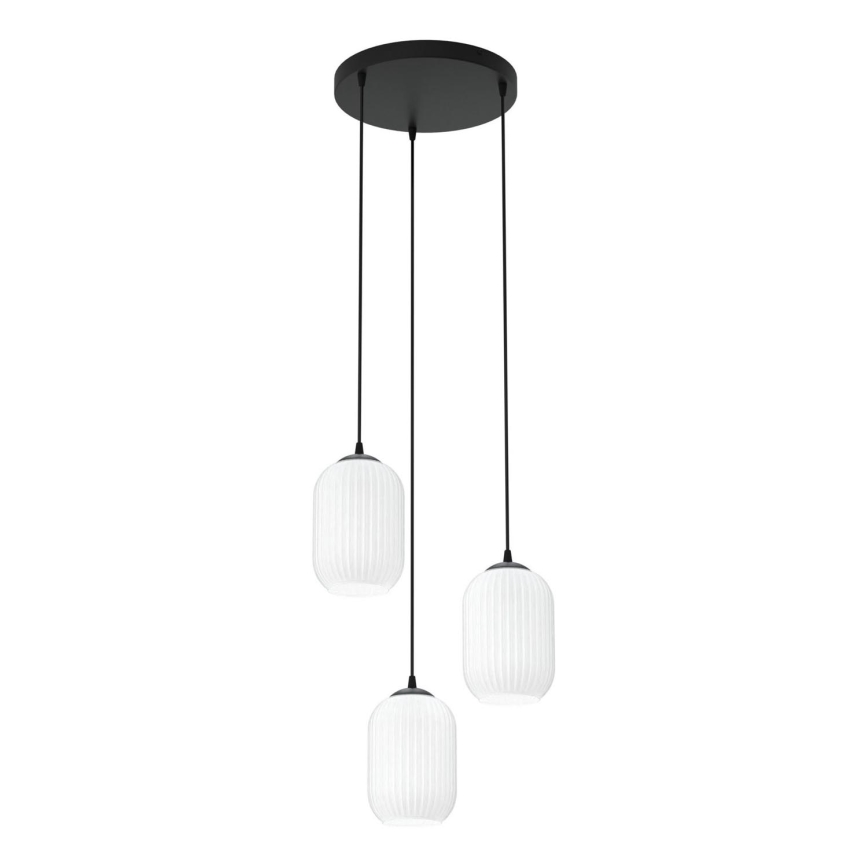 Lustr na lanku VERDI 3xE27/15W/230V pr. 30 cm černá/bílá