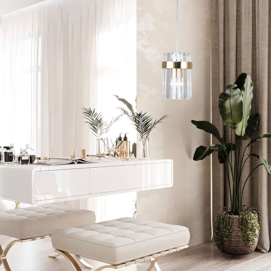 Lustr na lanku VETRO 1xE14/10W/230V zlatá