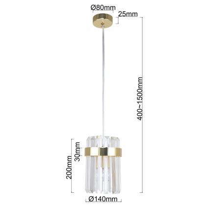 Lustr na lanku VETRO 1xE14/10W/230V zlatá