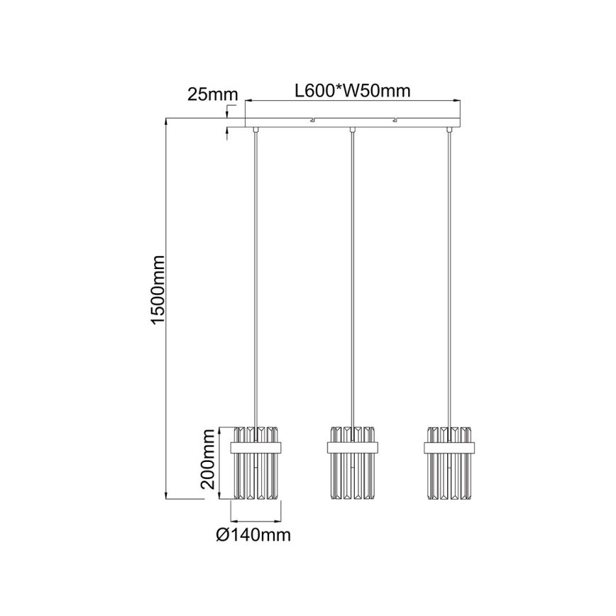 Lustr na lanku VETRO 3xE14/10W/230V zlatá