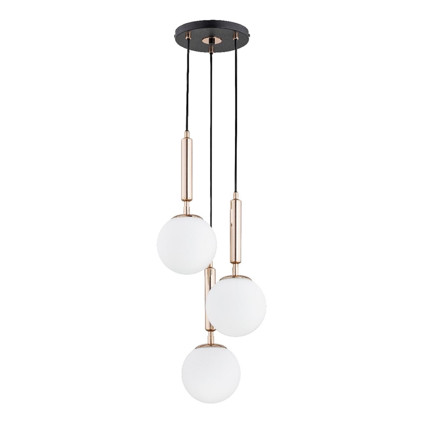 Lustr na lanku VOLDA 3xE14/10W/230V pr. 28 cm mosaz