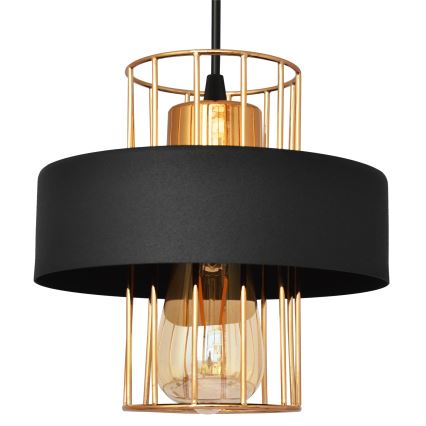 Lustr na lanku VOLTA 1xE27/15W/230V černá/zlatá