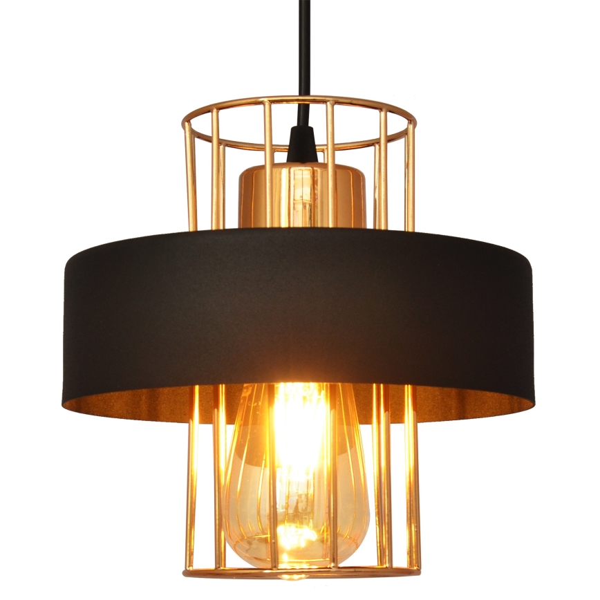 Lustr na lanku VOLTA 1xE27/15W/230V černá/zlatá