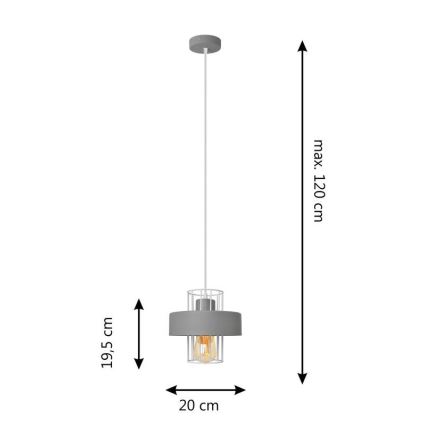 Lustr na lanku VOLTA 1xE27/15W/230V šedá