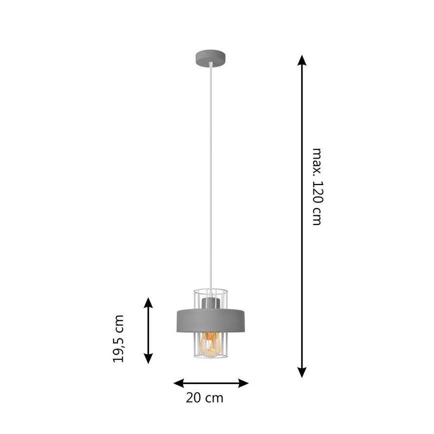 Lustr na lanku VOLTA 1xE27/15W/230V šedá