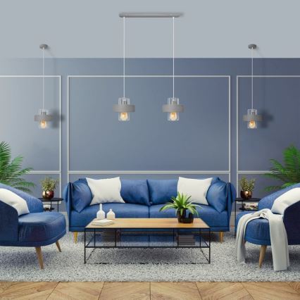 Lustr na lanku VOLTA 2xE27/15W/230V šedá