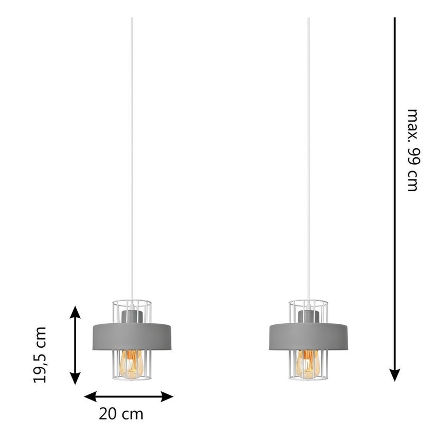 Lustr na lanku VOLTA 2xE27/15W/230V šedá