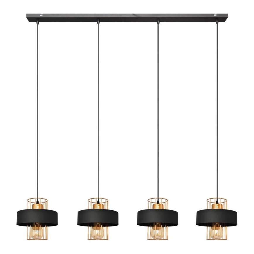 Lustr na lanku VOLTA 4xE27/15W/230V černá/rose gold