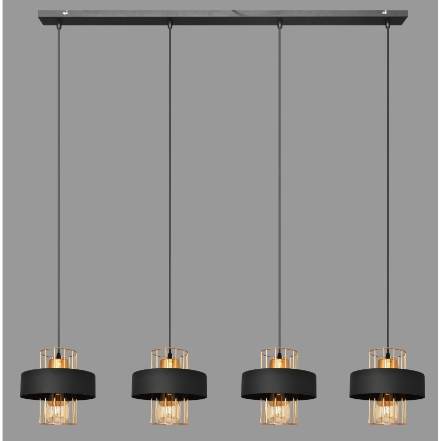 Lustr na lanku VOLTA 4xE27/15W/230V černá/rose gold