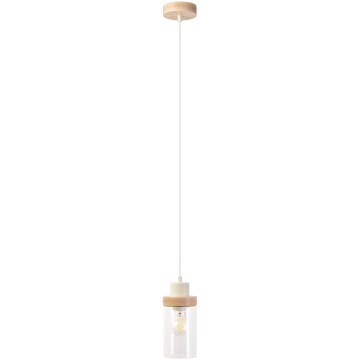 Lustr na lanku WOODNEST 1xE27/15W/230V borovice/krémová