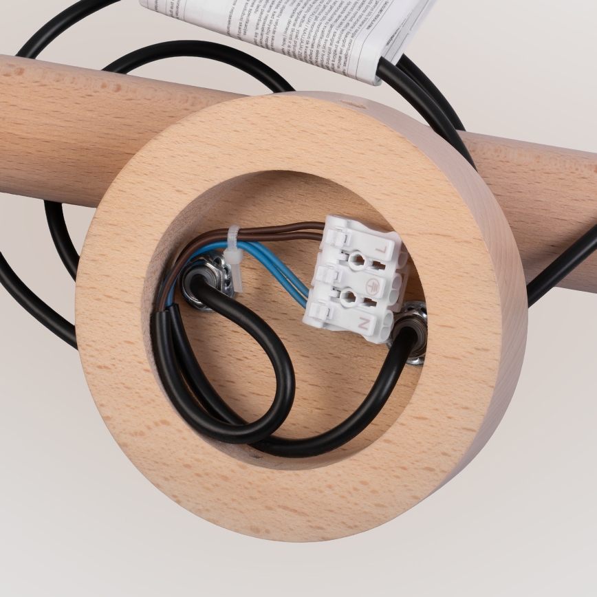 Lustr na lanku WOODSTOCK 2xE27/15W/230V dřevo/černá