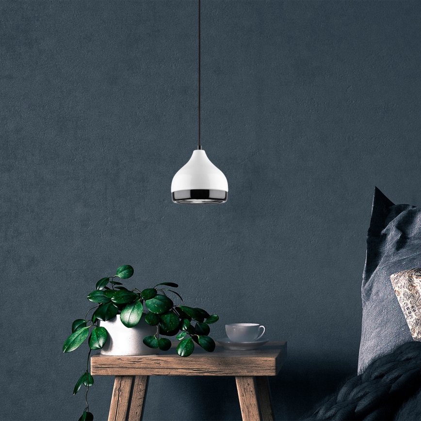Lustr na lanku YILDO 1xE27/40W/230V bílá/černá